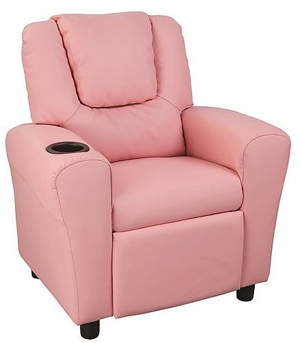 CHRISTINA  KIDS SINGLE LEATHERETTE RECLINER CHAIR (LDF-2009) - PINK