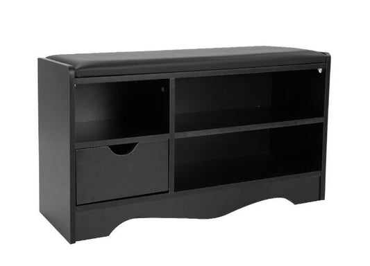 WENDY 1 DRAWER SHOE RACK  BENCH AND 3 COMPARTMENTS - 450(H) x 800(W) - BLACK