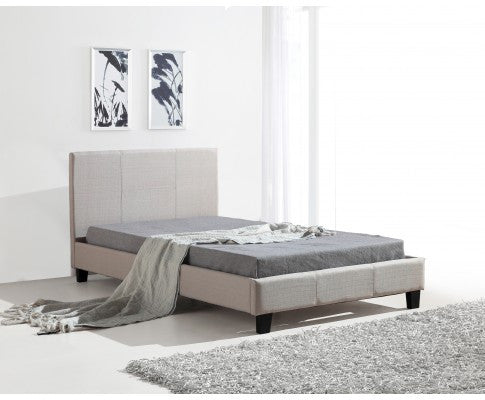 KING SINGLE  MATINO LINEN FABRIC BED FRAME - BEIGE