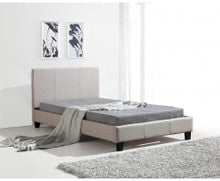 KING SINGLE  MATINO LINEN FABRIC BED FRAME - BEIGE