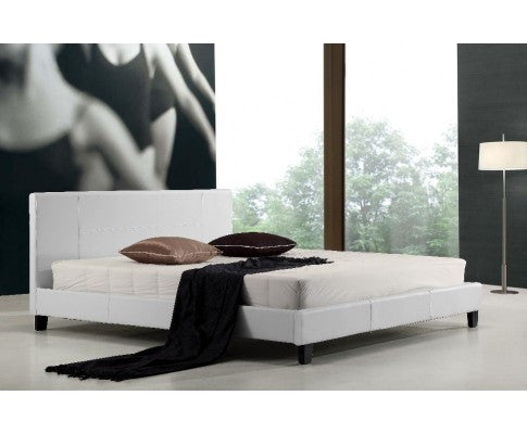 LEXUS  KING LEATHERETTE BED FRAME  -WHITE