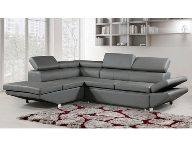 Prestige 3 Seater Leather Left Chaise Lounge Suite (MLC-8869L-GREY) - Grey