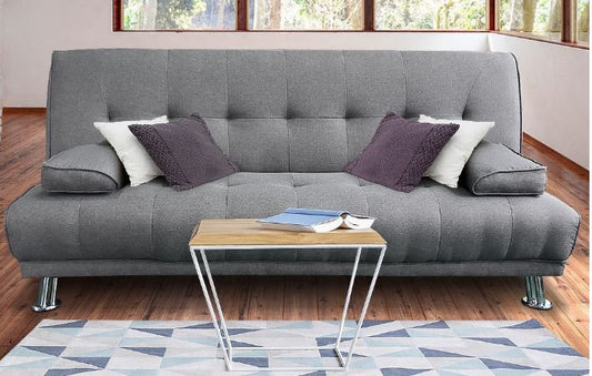 BRANDIN  3 SEATER FABRIC SOFA BED WITH ARMREST  -  LIGHT GREY