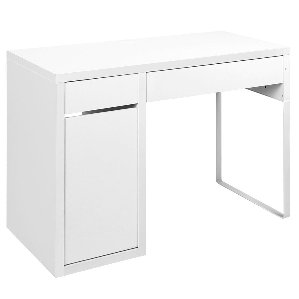 Maya Office Computer Desk With Drawers (DESK-DRAW-105-WH-AB) - White