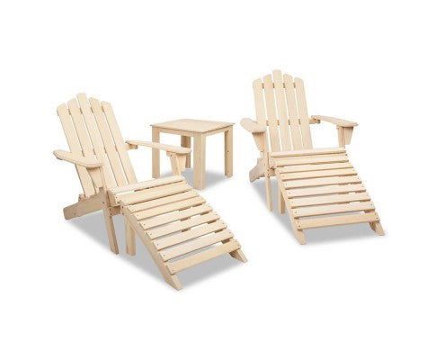 ORBITS 5 PIECE OUTDOOR WOODEN BEACH TABLE AND CHAIR SET - NATURAL