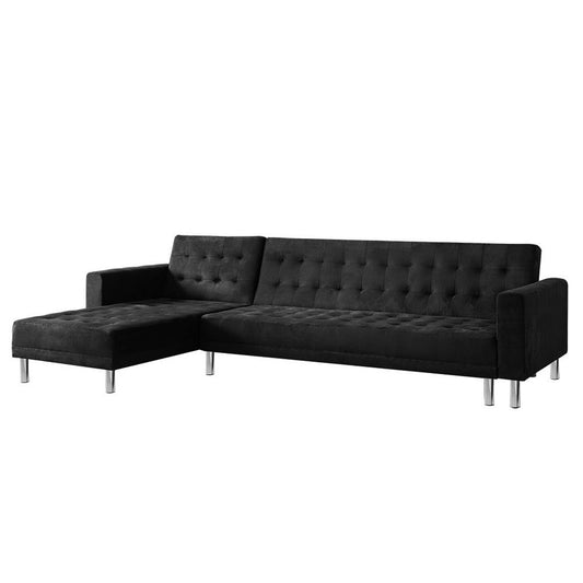 Macsuede Corner Suede Sofa Bed With Chaise - Black