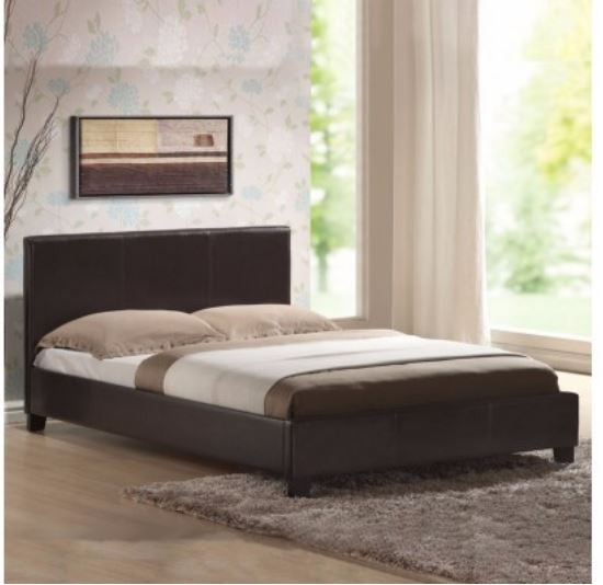 DOUBLE POLARIS LEATHERETTE  BED FRAME - BROWN