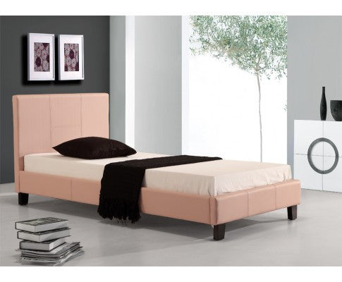 SINGLE FELICETTE LEATHERETTE BED FRAME  - PINK