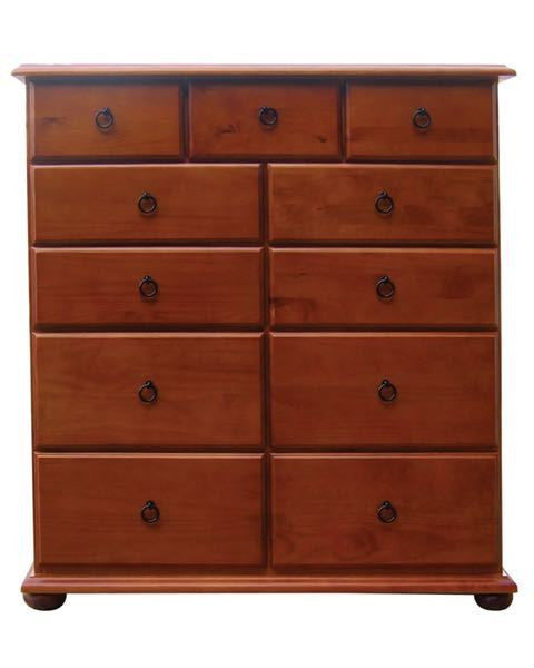 ANNA (AUSSIE MADE) 11 DRAWERS SOLID TIMBER TALLBOY CHEST WITH EXTENSION RUNNERS - 1230(H) X 1200(W) - ASSORTED COLOURS