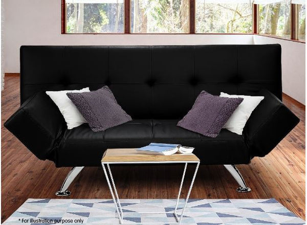 ELIZA   3 SEATER LEATHERETTE SOFA SOFA BED  -  BLACK