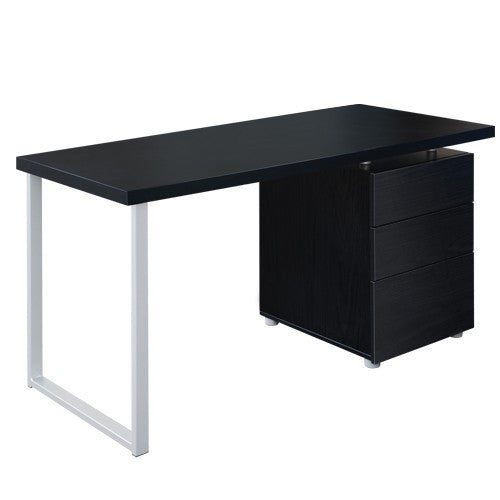 Maya Office Study Computer Desk With 3 Drawers (DESK-140M-BK-AB) - Black