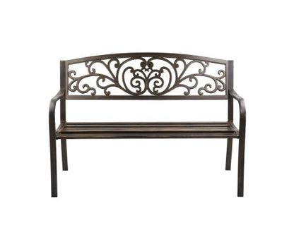 BENTILE OUTDOOR 3 SEATER METAL SEAT WITH ARMREST -850(H) X 1270(W)-BRONZE
