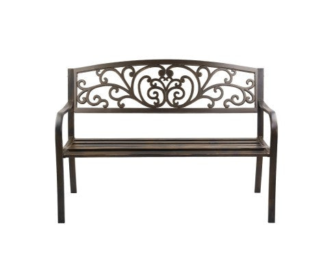 BENTILE OUTDOOR 3 SEATER METAL SEAT WITH ARMREST -850(H) X 1270(W)-BRONZE
