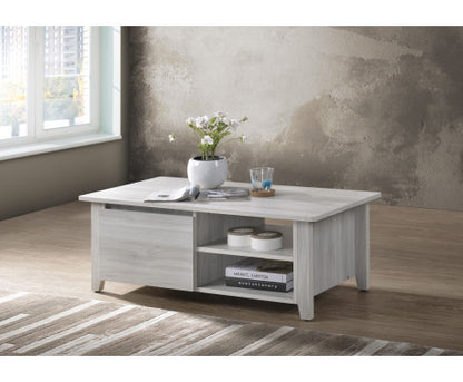 HILTON 2 SHELVES/ 1 DRAWER COFFE TABLE - WHITE WASH