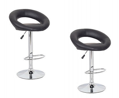 GACRUX 2x LEATHERETTE KITCHEN BAR STOOL - BLACK