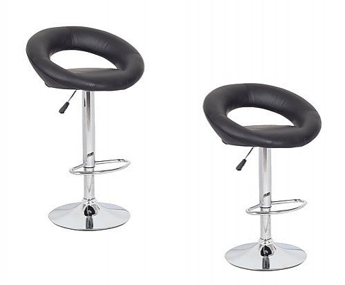 GACRUX 2x LEATHERETTE KITCHEN BAR STOOL - BLACK