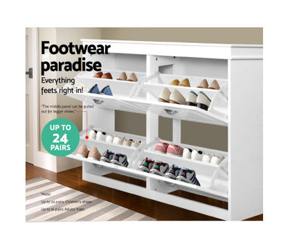 REGULUS SHOE CABINET STORAGE RACKS WITH 4 COMPARTMENTS  - WHITE