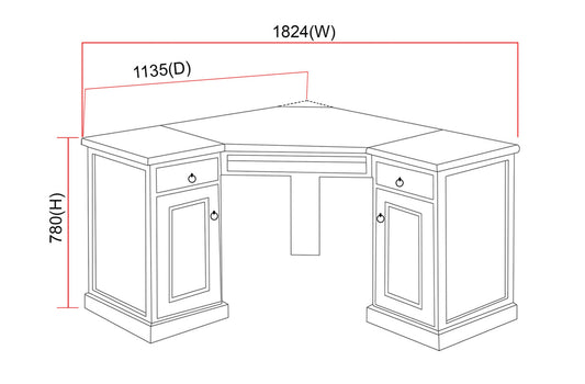 RIO (AUSSIE MADE) CORNER DESK - 1800(W) x 1100(D) - ASSORTED COLOURS