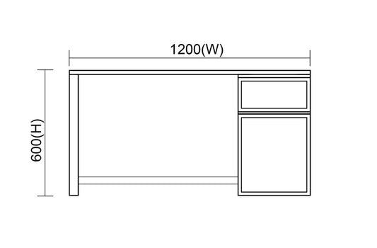 SNOW DESK 1 DOOR / 1 DRAWER T&G BACK & DRAWER BOTTS (NO HANDLES) - (RHS FACING) -ALL PINE - SIDES SMOOTH PINE - 1200 X 600 - ASSORTED COLOURS