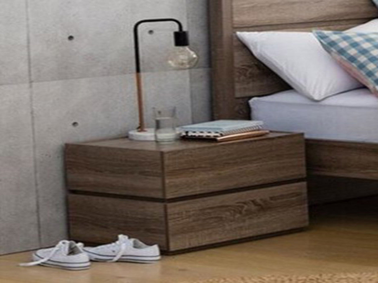 Cubist 2 Drawers Bedside Table -mocha