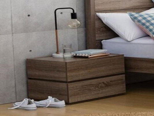 Cubist 2 Drawers Bedside Table -mocha
