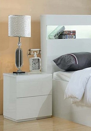 Henry / Emerton 2 Drawer Bedside Table (MODEL:LS122 BS) - High Gloss White