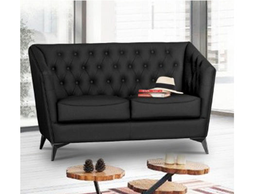 TRIBECA 2 SEATER LEATHERETTE SOFA  - BLACK