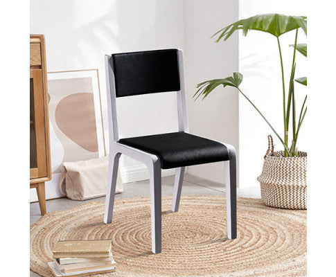 KELBY (SET OF 2) LEATHERETTE DINING CHAIR - BLACK & WHITE