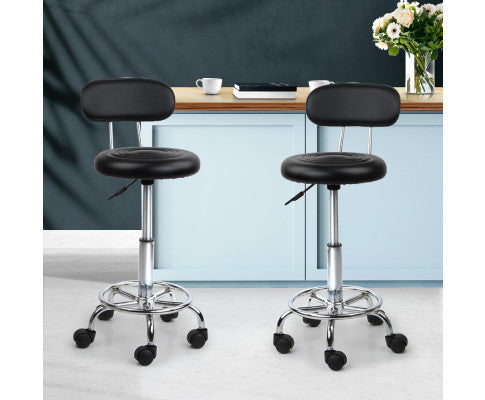 Ayana (SET OF 2) Pu Leather Swivel Chair With Backrest - Black