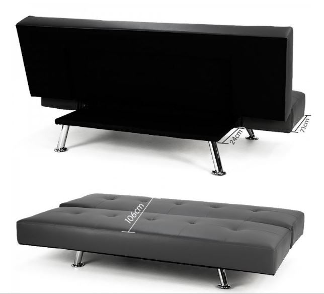 ELIZA   3 SEATER LEATHERETTE SOFA SOFA BED  -  GREY