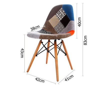 WENDIX SET OF 4 DINING CHAIR - MULTICOLOR FABRIC / BEECH