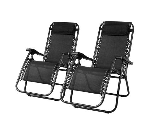 Libra (SET OF 2) Outdoor Adjustable Recliner Lounge - Black