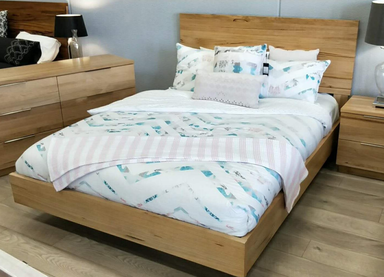 QUEEN BUENO   HARDWOOD FLOATING  BED - (MODEL-1-19-20-9-14-1)  - NATURAL