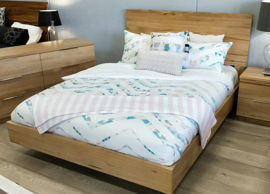 QUEEN BUENO   HARDWOOD FLOATING  BED - (MODEL-1-19-20-9-14-1)  - NATURAL
