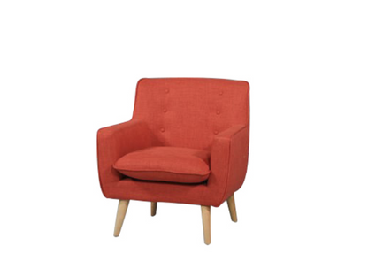 GEORGIA FABRIC UPHOLSTERED CHAIR WITH FOOT STOOL - PEACH
