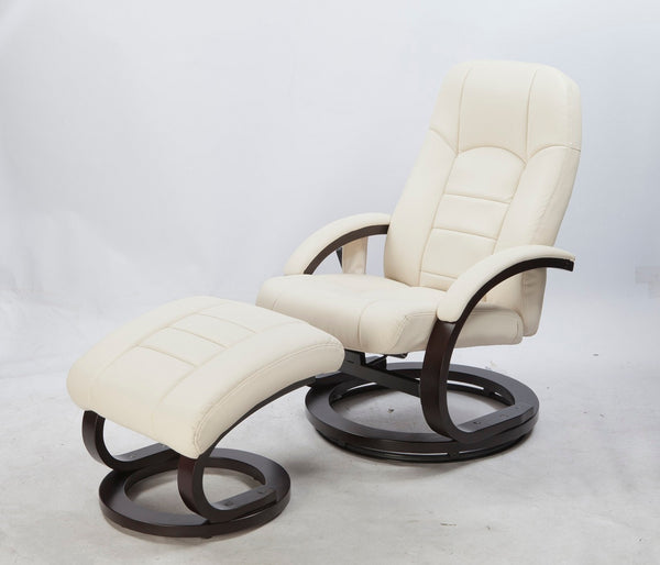 WALLEN DELUXE LEATHERETTE (LDF-5001-CREAM)  RECLINER MASSAGE CHAIR  WITH FOOT REST  - CREAM