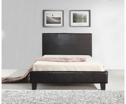 BELLA   KING SINGLE LEATHERETTE BED FRAME  -  BROWN