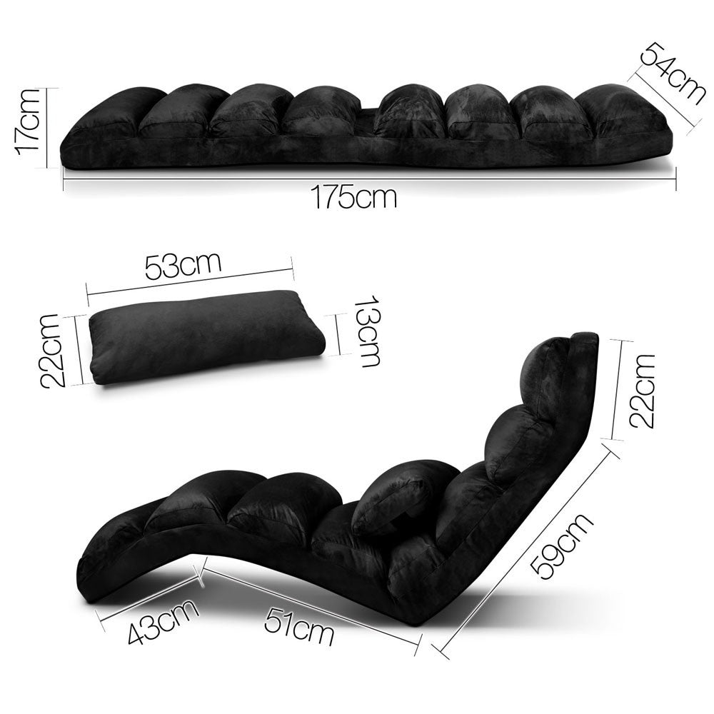 ABINAS LOUNGE SOFA CHAIR WITH 3 ADJUSTABLE SECTIONS - BLACK