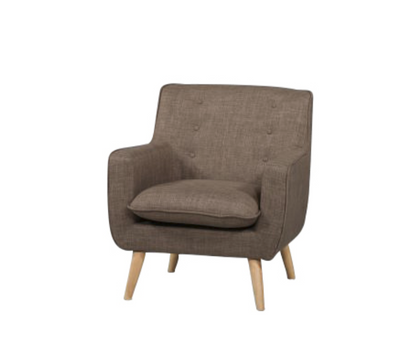 GEORGIA FABRIC UPHOLSTERED CHAIR WITH FOOT STOOL - MUSHROOM