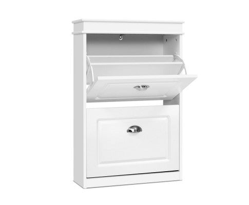 REGULUS SHOE CABINET STORAGE RACKS WITH 2 COMPARTMENTS  - WHITE