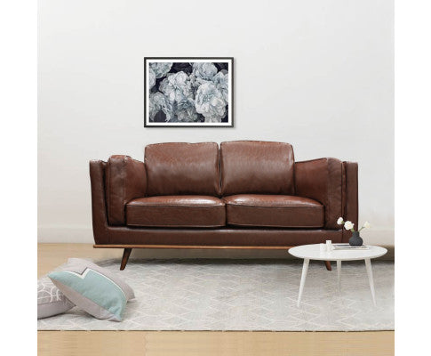 Raven 2 Seater Leatherette Sofa - Brown