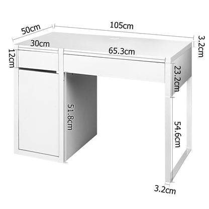 MAYA OFFICE COMPUTER  DESK WITH DRAWERS  (DESK-DRAW-105-WH-AB) - WHITE
