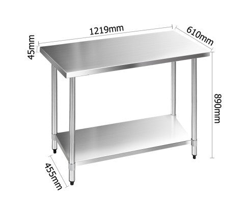 JASMIN 304 STAINLESS STEEL KITCHEN WORK BENCH TABLE