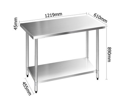 JASMIN 304 STAINLESS STEEL KITCHEN WORK BENCH TABLE