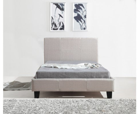 KING SINGLE  MATINO LINEN FABRIC BED FRAME - BEIGE