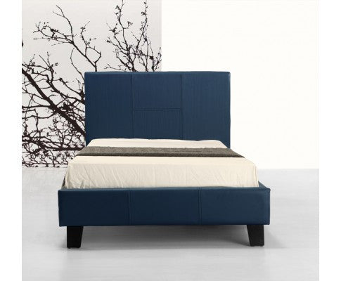 SINGLE MICHIGAN LEATHERETTE BED FRAME  - BLUE