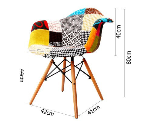 JAVIER SET OF 2 REPLICA OF EAMES ARMCHAIRS - MULTICOLOR FABRIC / BEECH