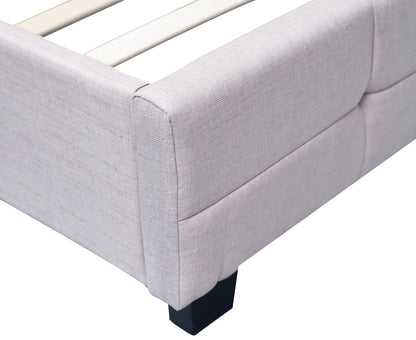 QUEEN  DELUXE FABRIC LINEN  TUFTED BED -  BEIGE