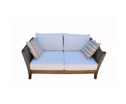 NEVIS OUTDOOR 2 SEATER SOFA - GREY & BROWN