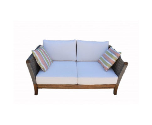 NEVIS OUTDOOR 2 SEATER SOFA - GREY & BROWN